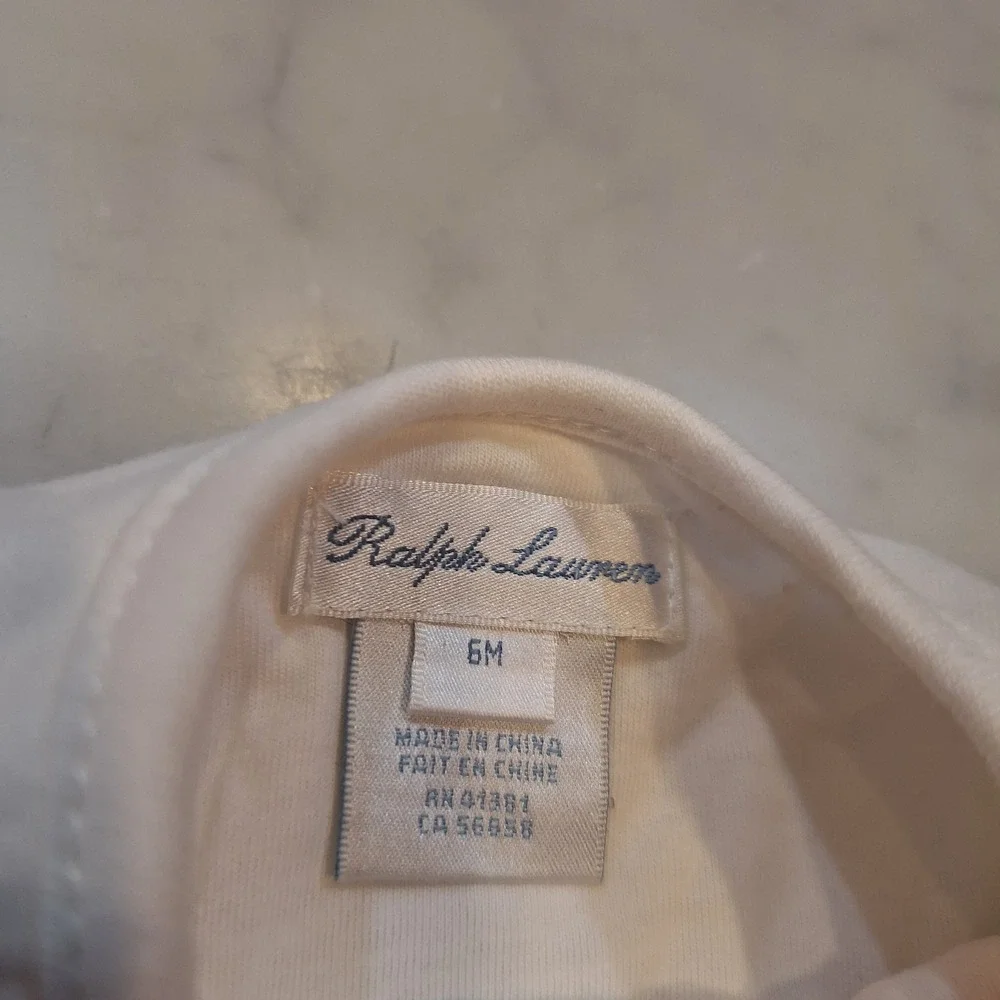 Ralph Lauren Cardigan Baby Sz 6M White‎ Floral RL Monogram Cotton Sweater Jacket